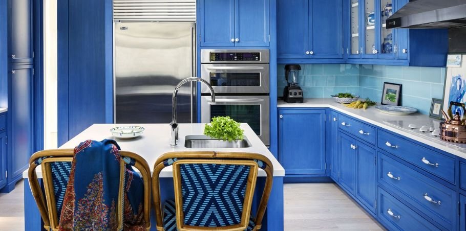 teal kitchen cabinets